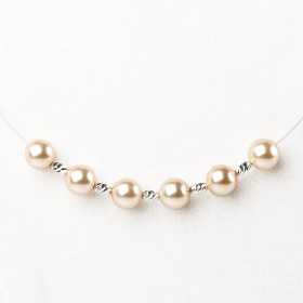 Colier cu perle si bilute ovale din argint