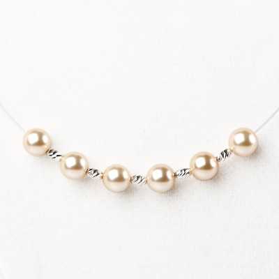 Colier cu perle si bilute ovale din argint