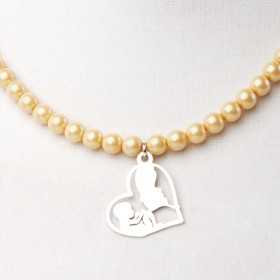 Colier din perle cu decupaj din argint "Familie"