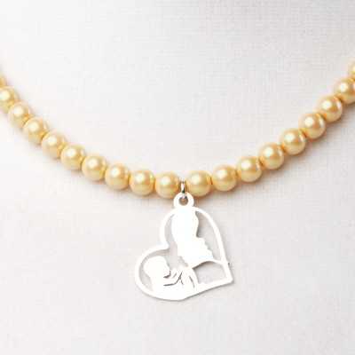 Colier din perle cu decupaj din argint "Familie"