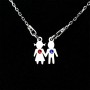 Colier din argint cu decupaj baiat & fata si cristale