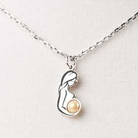 Colier cu perla si decupaj din argint - Viitoare mamica