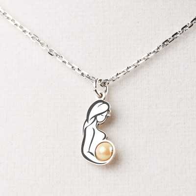 Colier cu perla si decupaj din argint - Viitoare mamica