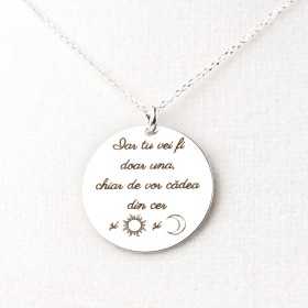 Colier cu banut din argint - "Iar tu vei fi doar una..."