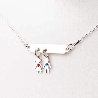 Colier cu tablita si siluete din argint, cu cristale