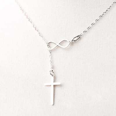 Colier cu infinit si cruce din argint