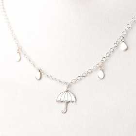 Colier cu decupaje din argint - Umbrela si picaturi de ploaie