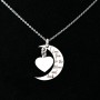 Colier cu inima si luna din argint - "I love you to the moon and back"