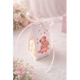 S166 - Marturii de botez tip lumanare Bubble ursulet pentru fetite