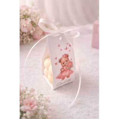 S166 - Marturii de botez tip lumanare Bubble ursulet pentru fetite