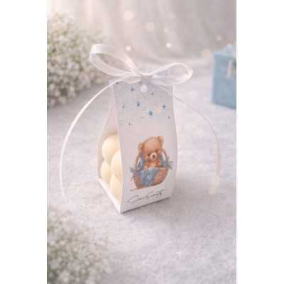 S167 - Marturii de botez tip lumanare Bubble ursulet pentru baietei