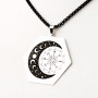 Colier hexagonal din argint cu gravura - Luna si busola