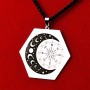 Colier hexagonal din argint cu gravura - Luna si busola