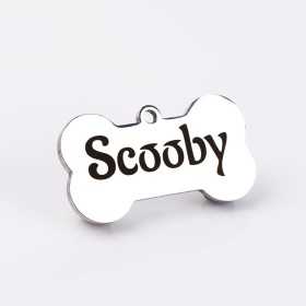 S175 - Medalion os din inox pentru catel 40mm cu numele si numarul de telefon