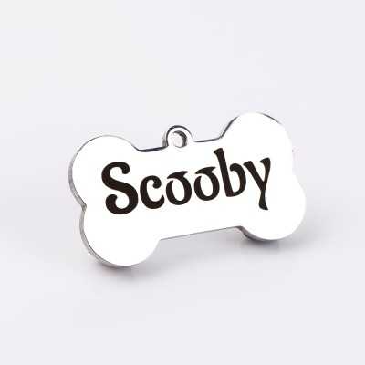 S175 - Medalion os din inox pentru catel 40mm cu numele si numarul de telefon