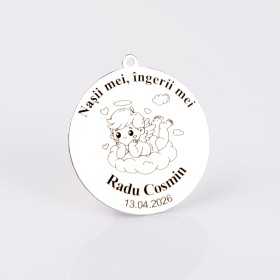 S180 - Pandant banut din argint 22mm pentru mot - Nasii mei, ingerii mei - 1 buc