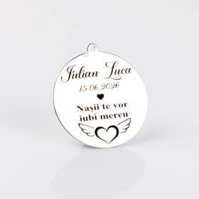 S181 - Pandant banut din argint 22mm pentru mot - Nasii te vor iubi mereu - 1 buc