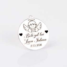 S182 - Pandant banut din argint 22mm pentru botez - Ingeras - 1 buc