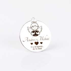 S183 - Pandant 22mm pentru botez - Ingeras si inimi- 1 buc