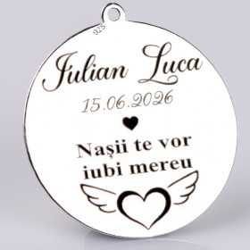 S181 - Pandant banut din argint 22mm pentru mot - Nasii te vor iubi mereu - 1 buc