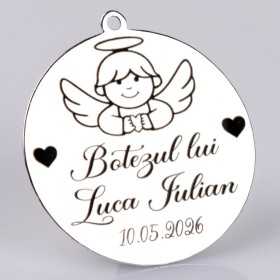 S182 - Pandant banut din argint 22mm pentru botez - Ingeras - 1 buc