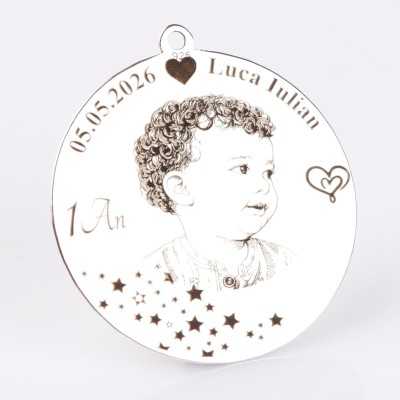 Pandant personalizat din argint pentru mot, cu fotografie