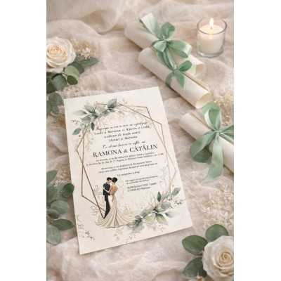 S202 - Invitație de nuntă format A5 – eleganță și rafinament