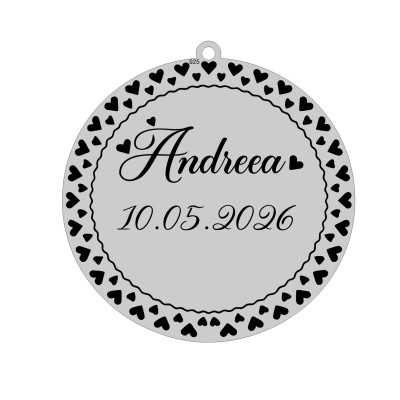 S204 Pandant banut din argint pentru Mot cu inimioare 22mm