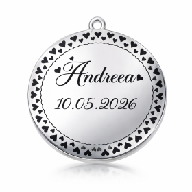 S204 Pandant banut din argint pentru Mot cu inimioare 22mm