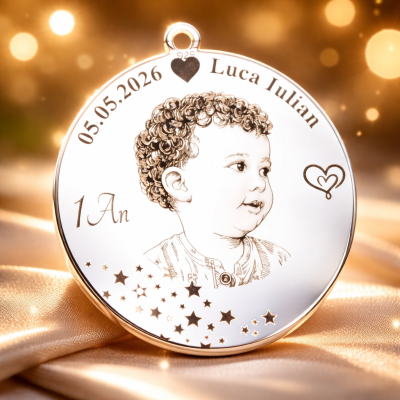 S198 - Pandant personalizat din argint pentru mot, cu fotografie