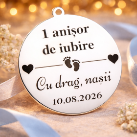 S177 - Pandant banut din argint 22mm pentru mot - Un anisor de iubire - 1 buc