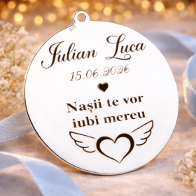 S181 - Pandant banut din argint 22mm pentru mot - Nasii te vor iubi mereu - 1 buc