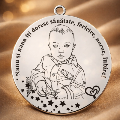 S205 - Pandant personalizat din argint pentru mot, cu fotogravura