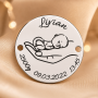 S129 - Banut din argint personalizat cu datele de nastere si bebelus in palma 16.5 mm - 1 buc
