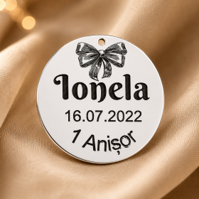 S133 - Pandant banut din argint personalizabil cu datele de nastere "1 Anisor" - 1 buc