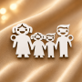 E0259-N-Pandant argint familie cu 2 copii 23x15 mm-0,5mm -1 buc