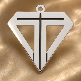 Pandant din argint in forma de diamant cu cruciulita 12x12mm 0.5mm G0795 G