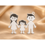 Pandant din argint cu familie cu un copil personalizabil 13x18mm 0.6mm S0231