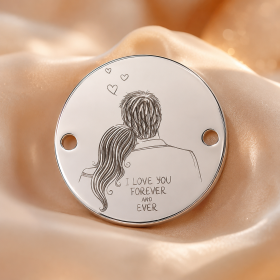 Link rotund din Argint 925 gravat I Love You Forever and Ever pentru bratara 16.5 mm E0386 GS