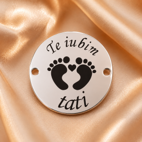 Link rotund din Argint 925 gravat Te iubim tati cu talpite 16.5 mm E0078