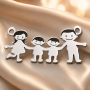 Pandantiv Familie cu 2 Baieti din Argint 925 Lucios - E0607 28x13x0.6 mm-1 buc