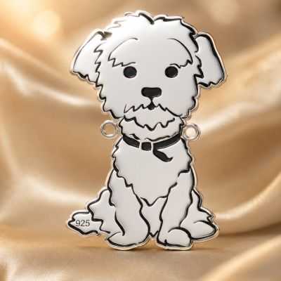 E0530 G Link din argint 925 bichon frise 26x17mm 0.5mm