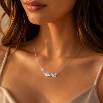 Lantisor cu Nume din Argint 925 Personalizat - Scris Modern (V2)