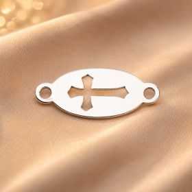 Conector Cruce Decupata din Argint 925 14.5x6 mm pentru Bratara E1284