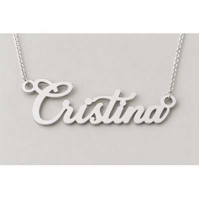 Lănțișor cu Nume din Argint 925 Personalizat V32 – cu Lanț și Cutie Cadou
