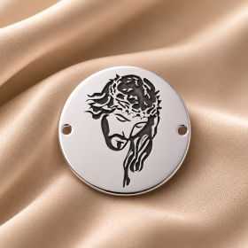 Link rotund Iisus din argint 925 decupat 16.5 mm pentru bratara E0438