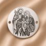 BÄƒnuÈ› argint 925 gravat icoana Sfintei Familii, cu Pruncul Ã®ntre Maria È™i Iosif E1501