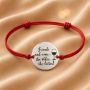 Bratara cu banut din Argint 925 Friends and Wine cu snur rosu - Cadou pentru Prieteni S1351
