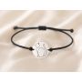 Bratara cu snur negru si banut din Argint 925 cu Pisica decupata 16.5 mm reglabila B-E1367