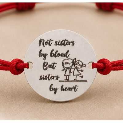Bratara cu snur rosu si banut din argint 925 Sisters by Heart 16.5 mm reglabila B-E0270